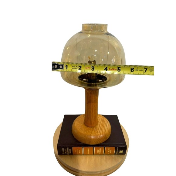 Vtg Jakobsson Style Candlestick Holder Wood And Brass Mushroom Shade Swedish MCM - Picture 14 of 15